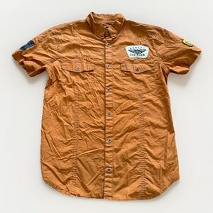 Harley Davidson Shirt‎ Mens M Motorcycles At Daytona Races Orange Button Front